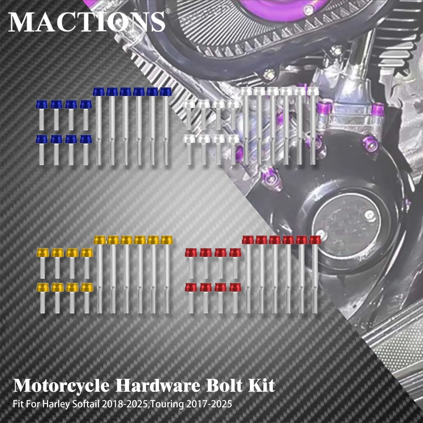 

Motorcycle Hardware Bolt Kit 14PC Engine Cylinder Bolt Screw Head Cap For Harley Touring 2017-2025 Softail 2018-2025 Fat Boy