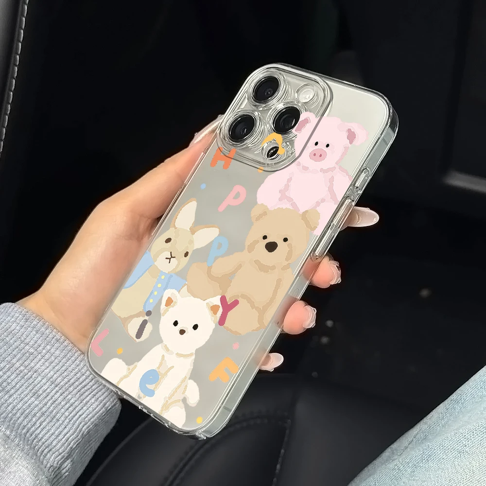 Plüschtierbuchstaben Silikon Handyhülle für iPhone 17 16 15 14 13 12 11 Pro Xs Max Air Mini 7 8 6 6s Plus SE 2020 2022 Cover
