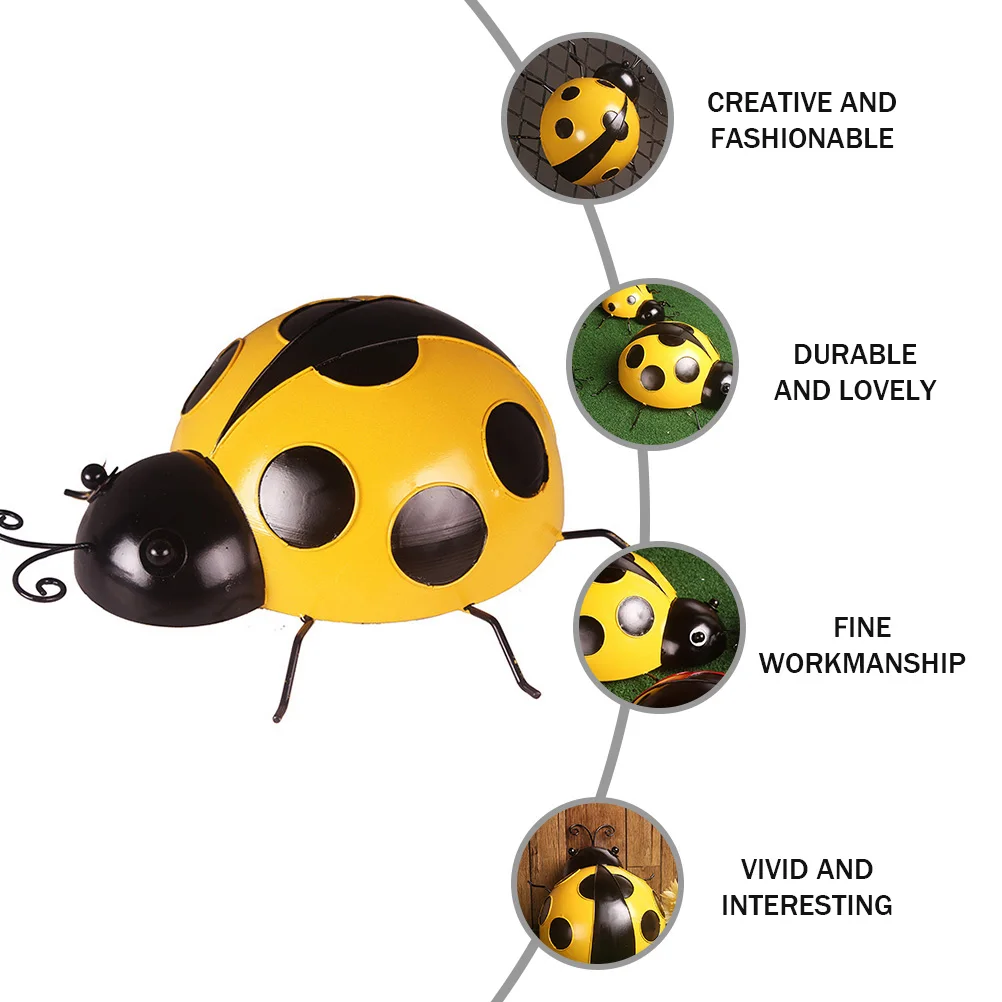 

3pcs Ladybug Iron Retro Garden Ornaments for Home Lawn Pond Simulated Ladybug Decors Pool Terraces Simulated pestic