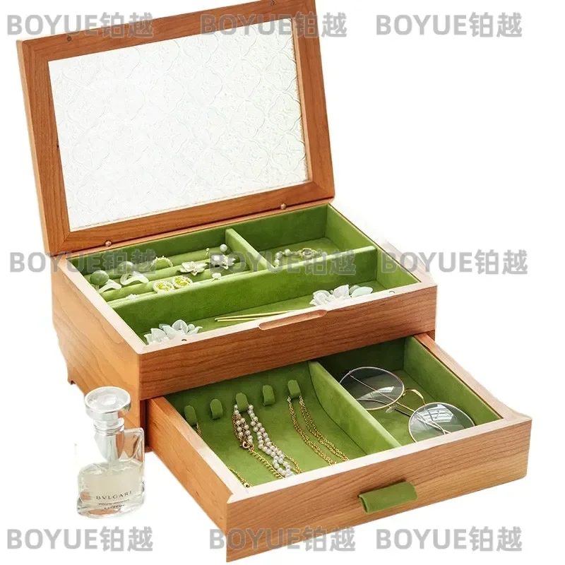Retro Wooden Jewelry Box Exquisite Necklace Storage Organizer Practical Gift for Birthday Wedding Anniversary Elegant Decor