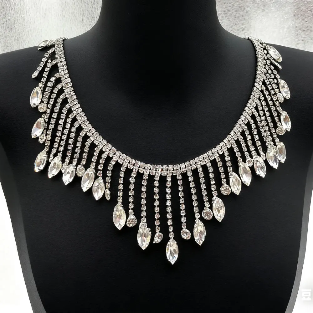 CUIER 1 ياردة حفلة الكرة ديكور حجر الراين شرابة قلادة فستان زفاف لافتة للنظر ملحق تصميم إكسسوارات الملابس الفاخرة