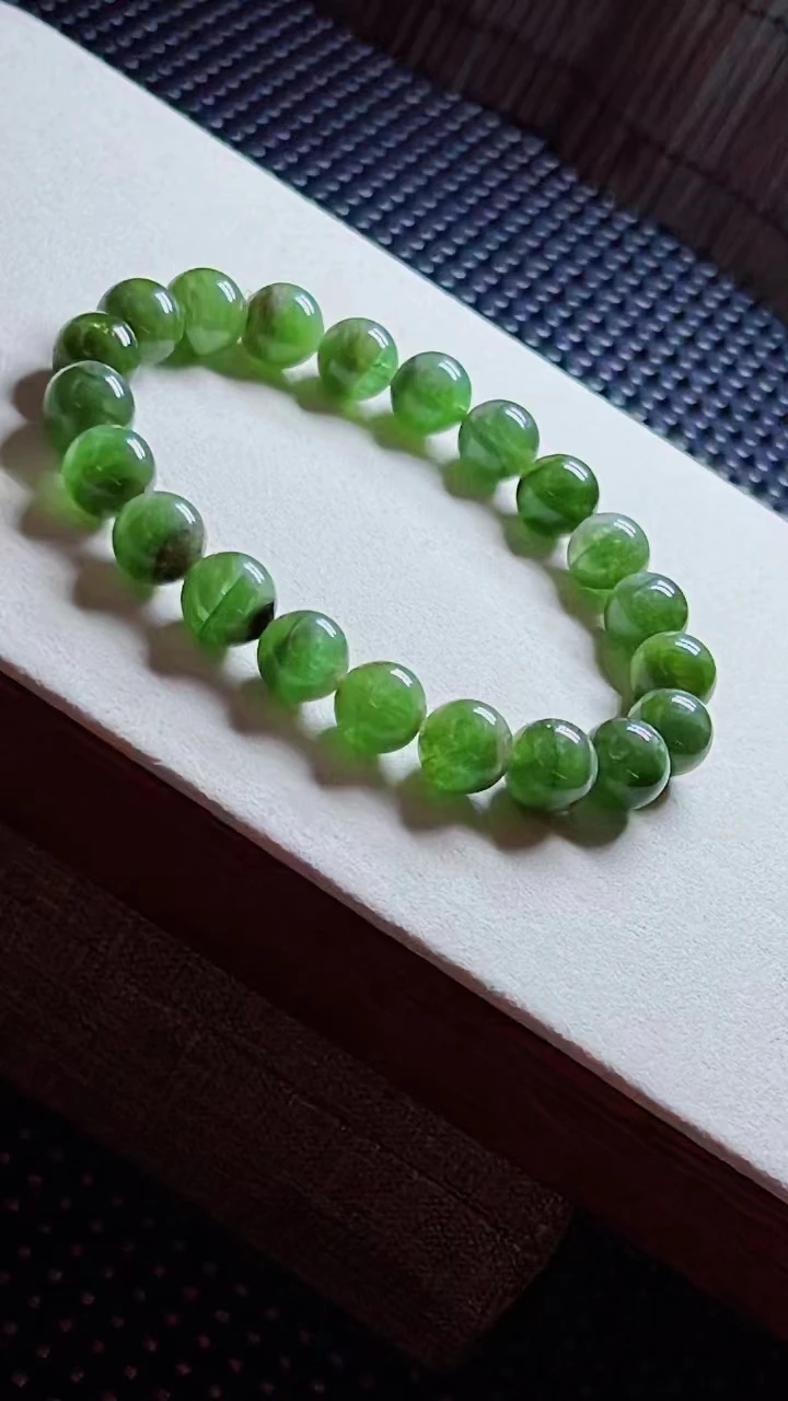 Natural Green Tourmaline Clear Beads Bracelet 9mm Green Tourmaline Women Men Jewelry AAAAAAA