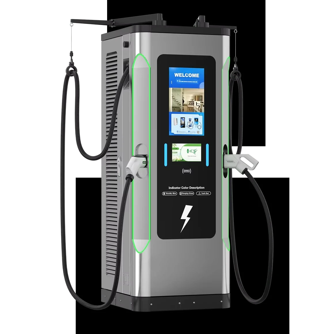 GB/T 60kW-160kW Commercial EV DC Fast Charging Station Charger Pile 22 Inch Advertising Player  Fast Charger