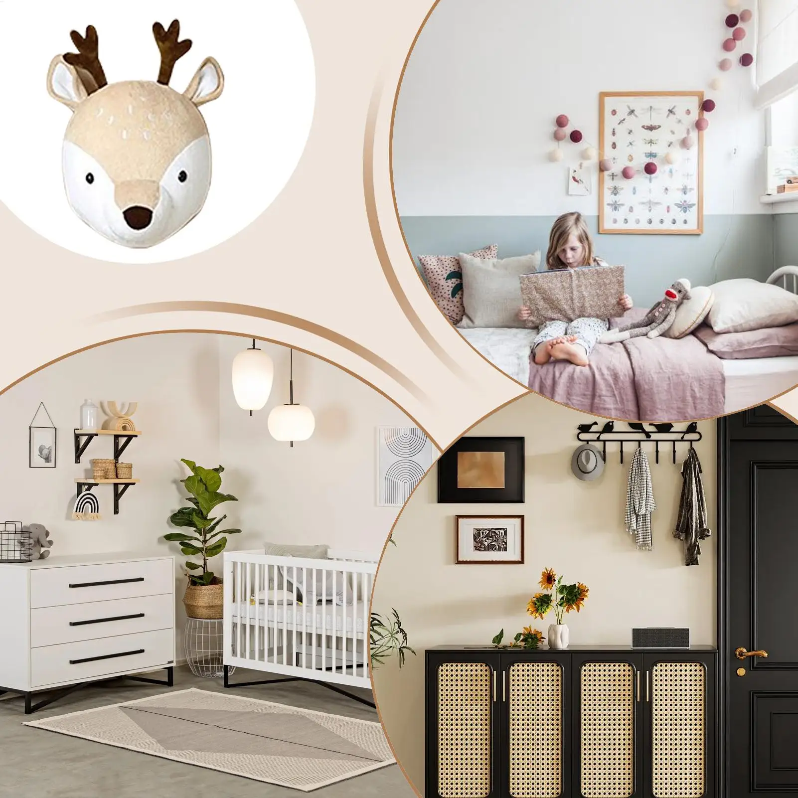 Tête d'animal en peluche, décoration murale pour la maison, ornements muraux pour salon, chambre à coucher, salle de jeux, appartement, cabine
