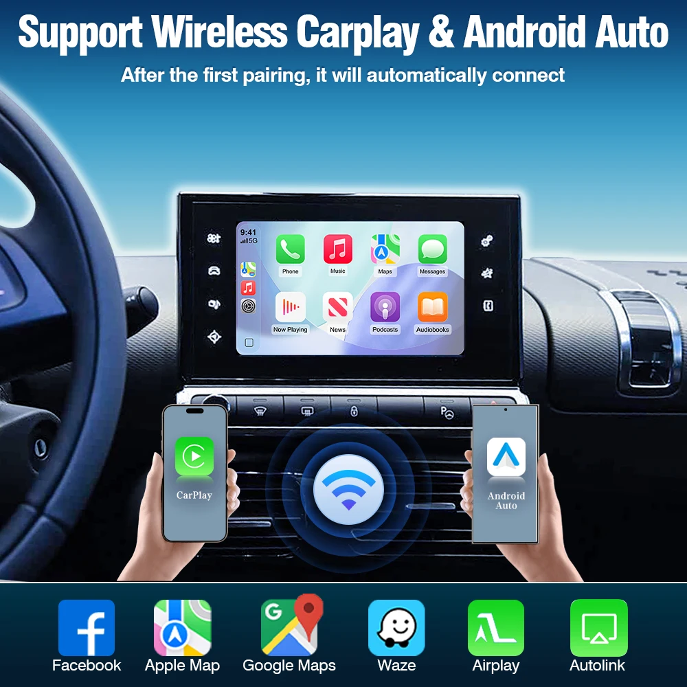 AUTOTOP CarPlay sans fil Android Auto pour Picasso Cristaux SMEG C4 C5 DS4 DS3 DS5 DS6 308 508 5008 3008 Accessoire Multimédia