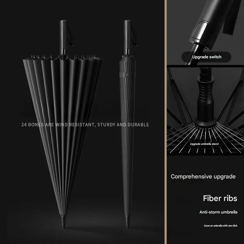 24-bone Long-handled Umbrella Enlarged Thickened Reinforced Storm-resistant and Durable Business Golf Umbrella Wholesale