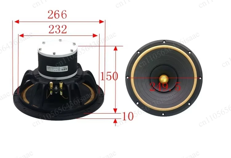 10'' Full Frequency HIFI Speaker Driver HF-048, 80W 8Ohm, Leather Surround Aluminum Frame Alnico Magnet Woofer Unit