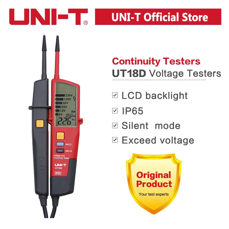 

UNI-T UT18D Цифровой вольтметр 690 В переменного/постоянного тока измеритель напряжения металлоискатель водонепроницаемый тестовая ручка полный ЖК-дисплей RCD тест автоматического диапазона