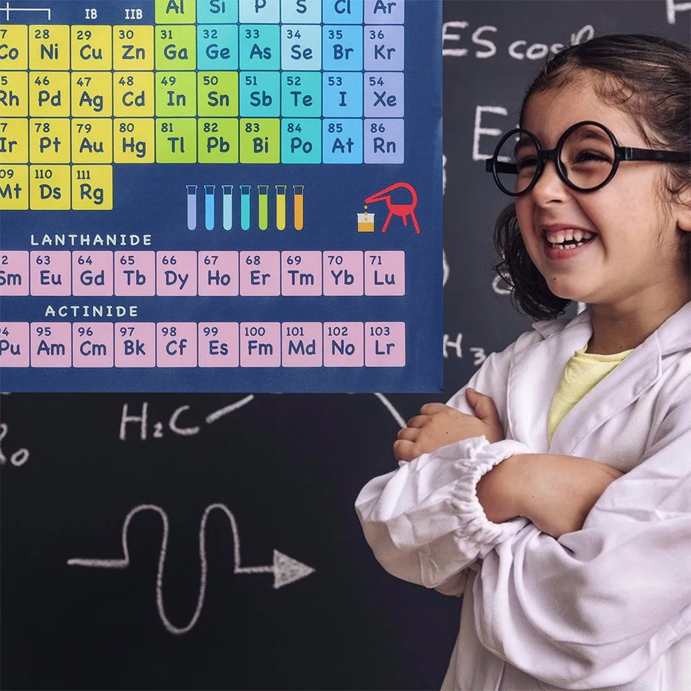 

2 Pcs Periodic Table Poster Silk Cloth Bright Layout Easy to Read School Learning nament Child Classroom Kid Room Homeschool