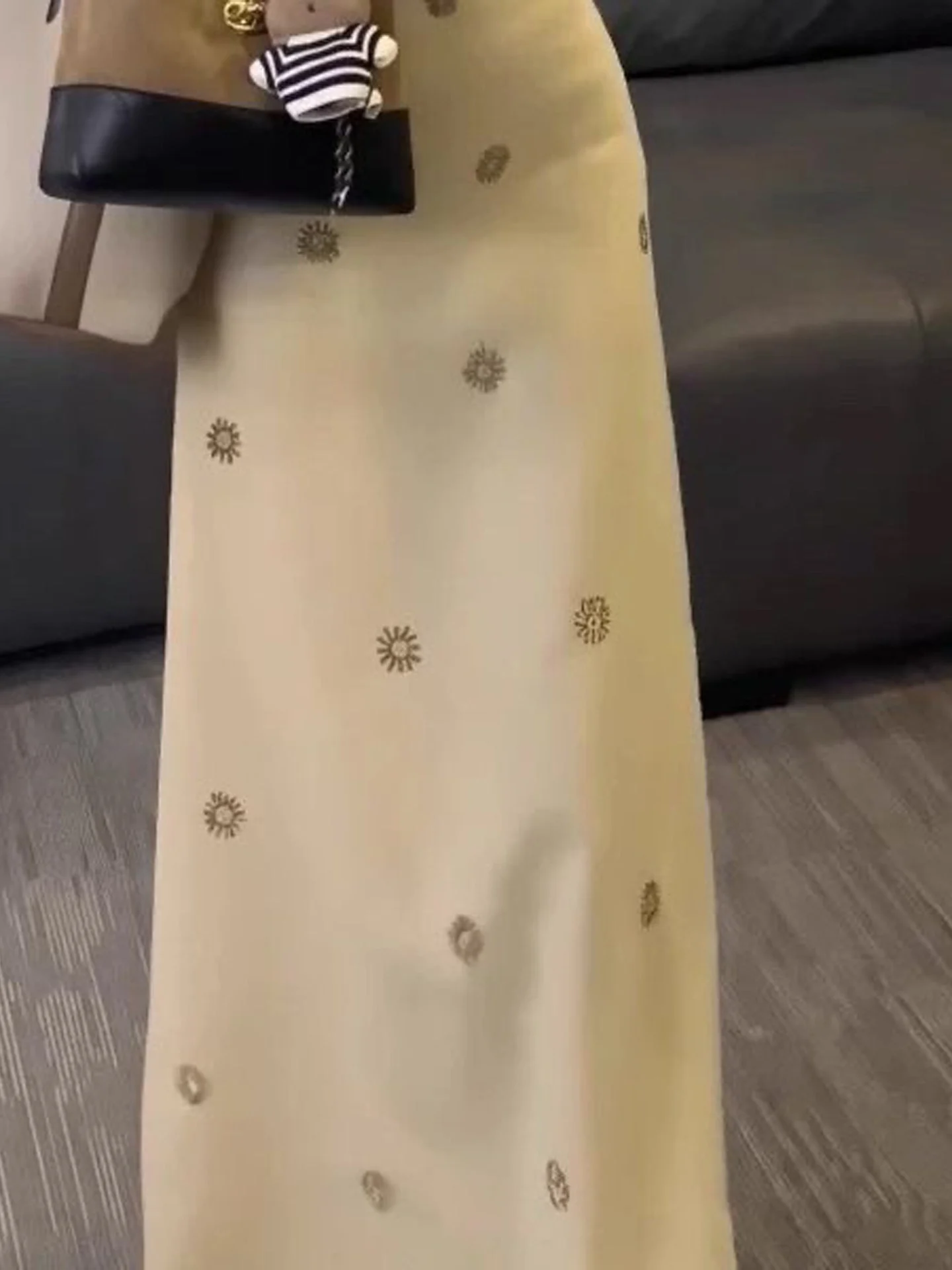 Thickened Heavy Industry High Waist Warmth Printed Slimming High-End  Skirt Women's Fashion Autumn New Long Skirt Trend