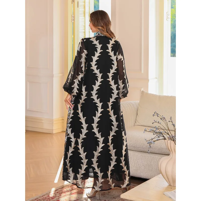 Eid Muslim Dress Women Beading Abaya Mesh Embroidery Split Morocco Party Dress Kaftan Arab Long Robe Vestidos Largos Dubai 2026