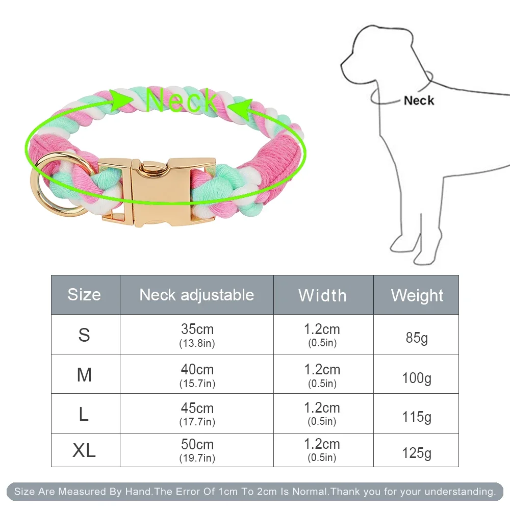 Candy Colors Dog Collar,Polyester Cotton Pet Collar with High Quality Metal Buckle & Alloy D-Hook for Large, Medium Small Dogs