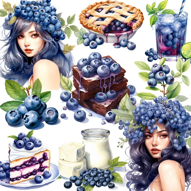 12Pcs/Pack Blueberry Girl Sticker DIY Craft Scrapbooking Album Junk Journal Decorative Stickers