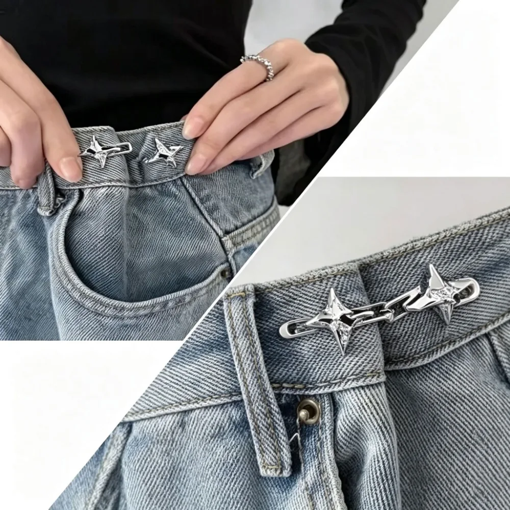 Y2K Star Pants Clips Retractable Waist Button For Jeans, Adjustable Loose Pants Waist Fixed Buckle