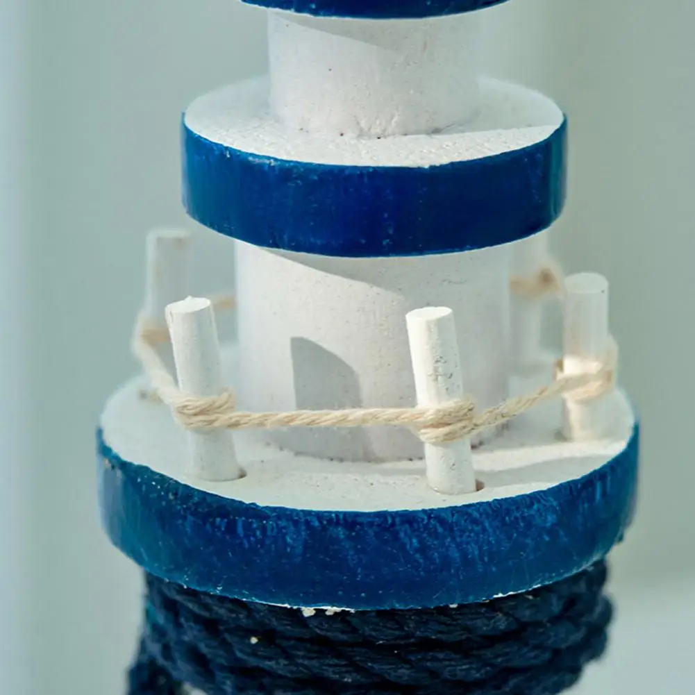 Retro Coastal Style Accessory Handmade Rustic Wooden Lighthouse Ornament Coastal Table Centerpiece Decoration Ocean Theme Party