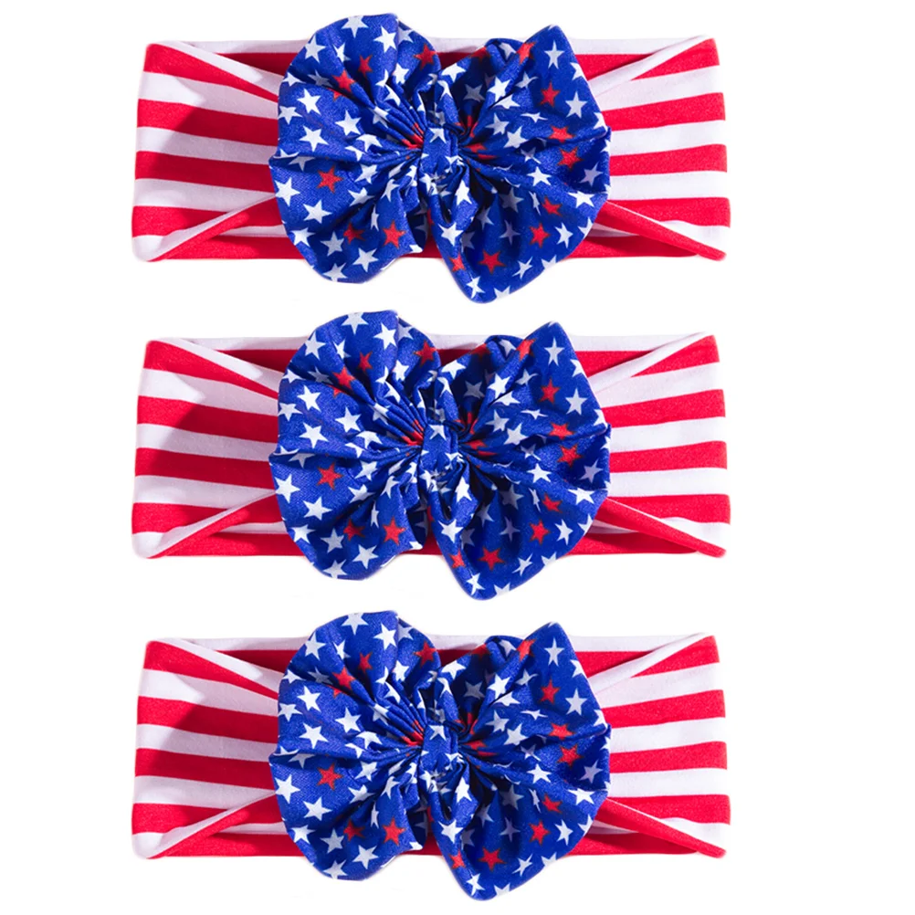

3pcs Star Striped Headband Baby Hair Bows Independence Day Newborn Headbands Bright Colors Lovely Design Photo Prop Perfect