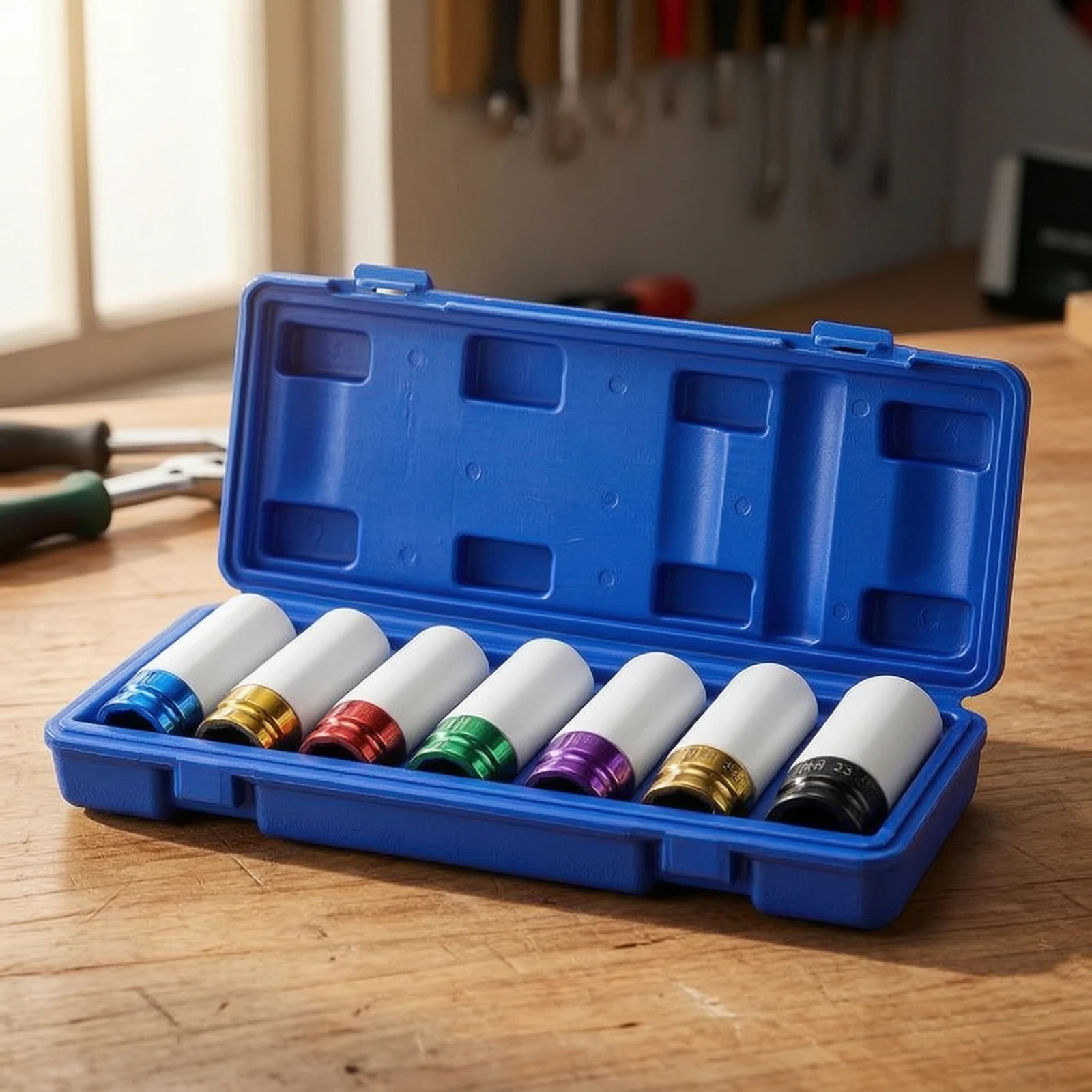 7 Pieces Guard Socket Sleeve Set Non-Marring Wheel Protector Sockets Tool Metric for Mechanics, Tire Change, Garage