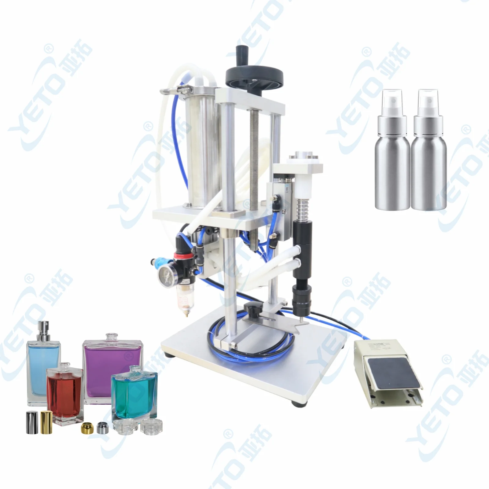 

Desktop perfume filling machine vacuum water liquid oil filling equipment plastic aluminum glass bottles filler