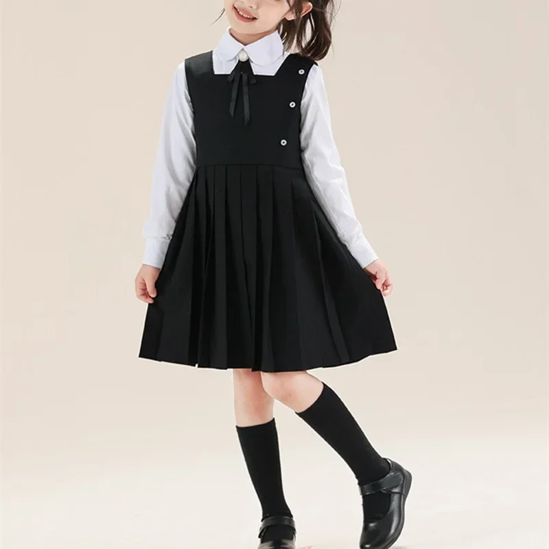 

Preppy Style Teenage Girls Student Performance Pleated Sleeveless Dress Kids Clothes Children Spring Autumn School Uniform