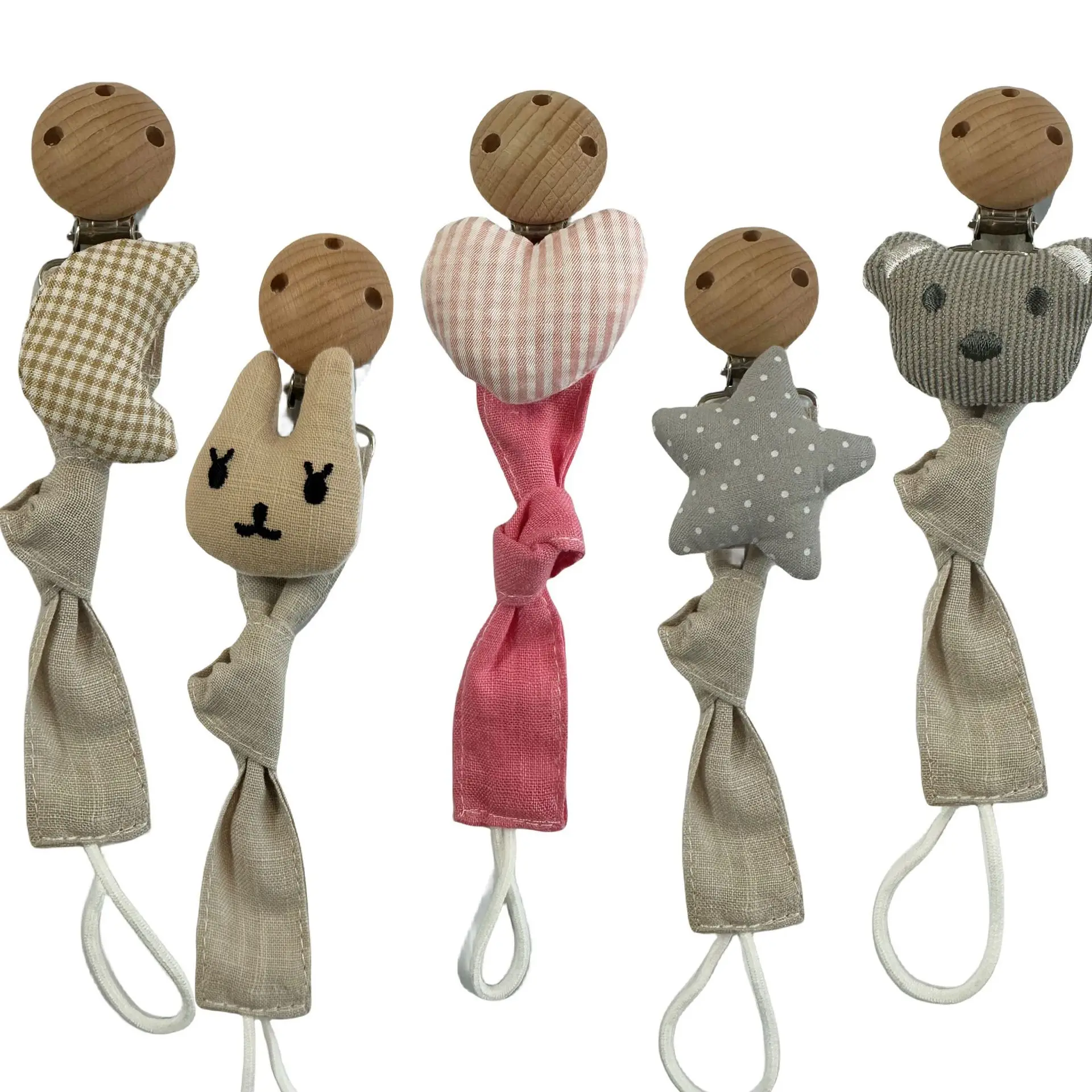 21cm Fabric Baby Pacifier Clip Chain Cotton Cute Cartoon Country Style Holder Dummy Handmade Baby Girls Christmas Gift Wholesale