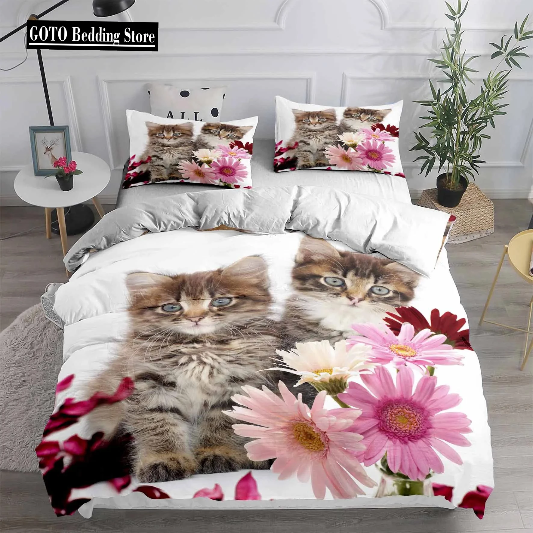 Cartoon Pet Cat Bedding Set Adults Children Winter Duvet Cover Sets Kids,twin Full Queen King Bedroom Set Home Housse De Couette