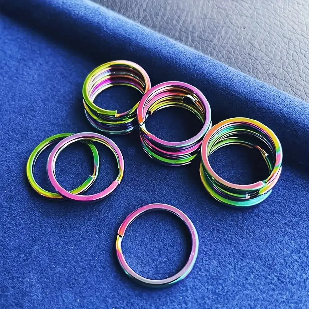 Rainbow Split Key Rings Colorful Metal Keychain Rings DIY Jewelry Making Accessories for Key Holder Bag Charm Pendant Connectors