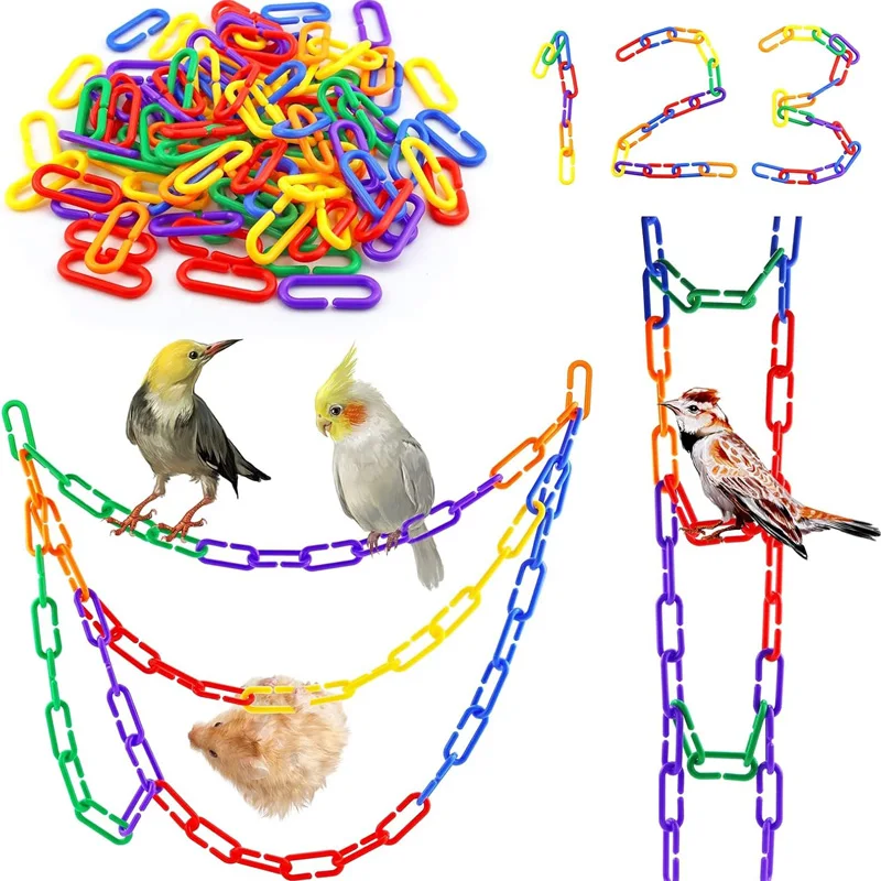 

100-200PCS Rainbow C-shaped Plastic Buckles, Bird Swing and Climbing Chain Cage Toy Hooks, DIY Children's Classroom Learning Toy