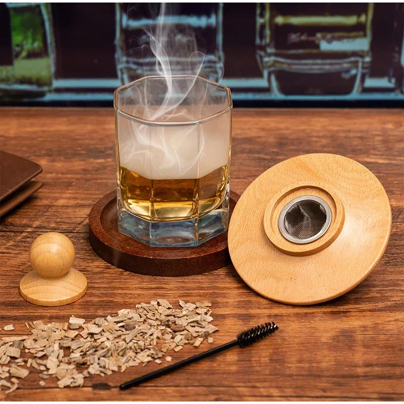 Cocktail Smoker Kit 6 Flavors Wood Chips Wooden Smoked Hood Drink Infuser Old Fashioned Bourbon Whiskey Bar Tools For Home Bar image 5