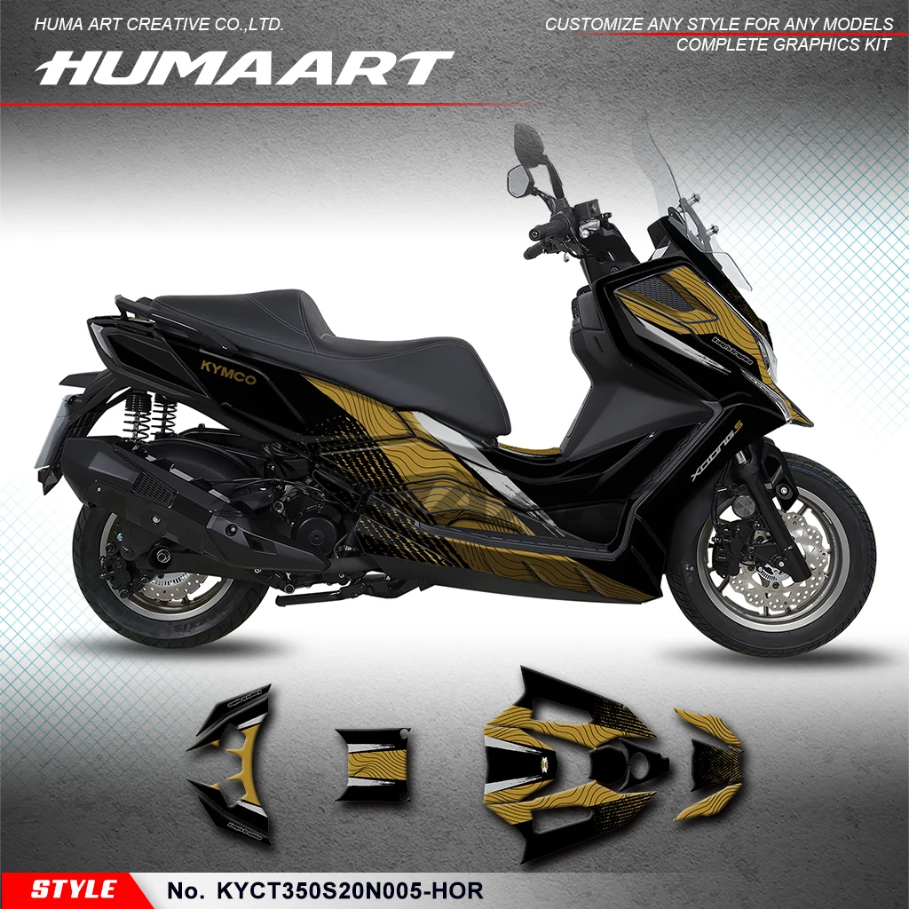 

HUMAART Graphics Kit Vinyl Wrap for KYMCO XCITING S350 & DT X360 2020 2021 2022 2023 2024 2025 Scooter, KYCT350S20N005-HOR