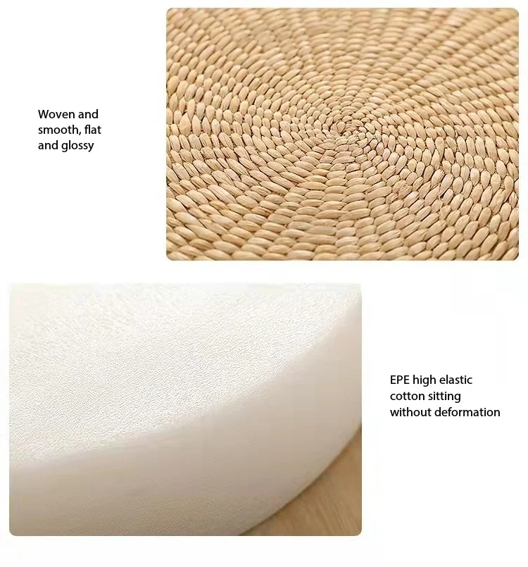 Zen Meditation Prayer Mat Tea Ceremony Tatami Chair Pad Yoga Seat Cushion Natural Cattail Grass Round Pouf Cushion