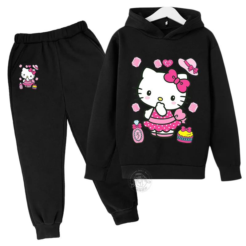 Autumn and winter fashion Hello Kitty cute cartoon Kawaii series girls leisure sports series suit