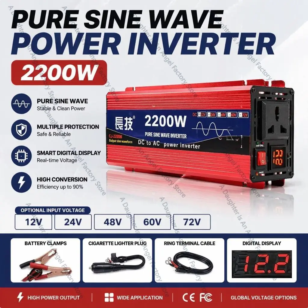 Pure Sine Wave Inverter 12V 24V 48V 60V 72V DC to AC 110V 220V for Car Solar