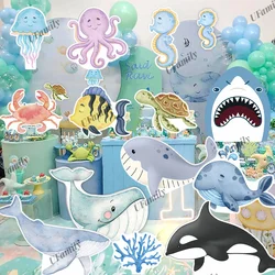 18/36inch Ocean Animal Theme Cutout Mermaid Tail Whale Shark Crab KT Board DIY Decor Baby Shower Marine Birthday Party Backdrop