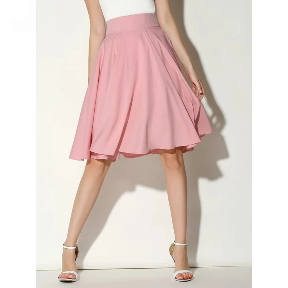 European and American Summer High Waist Casual Skirt Fashionable Solid Mid-length Women's Skirt Loose Commuting White Skirts