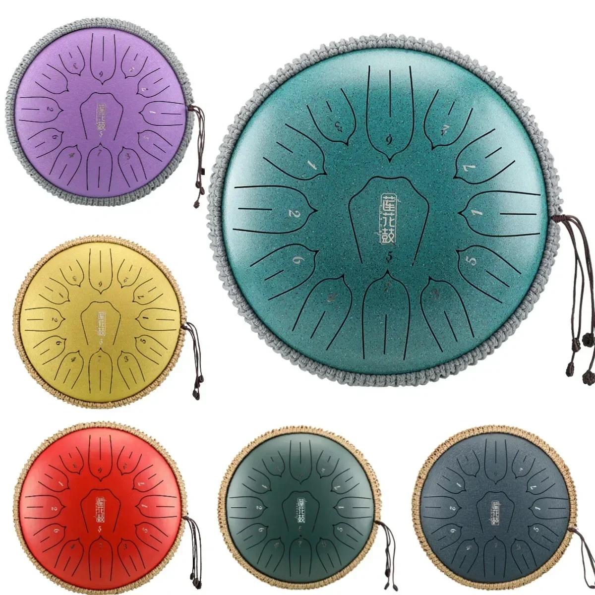 10/12 Inch New Carbon Steel Tongue Lotus Drum, 11 13 Notes, Hluru Music Ethereal Drums, Meditation Percussion Instrument Set