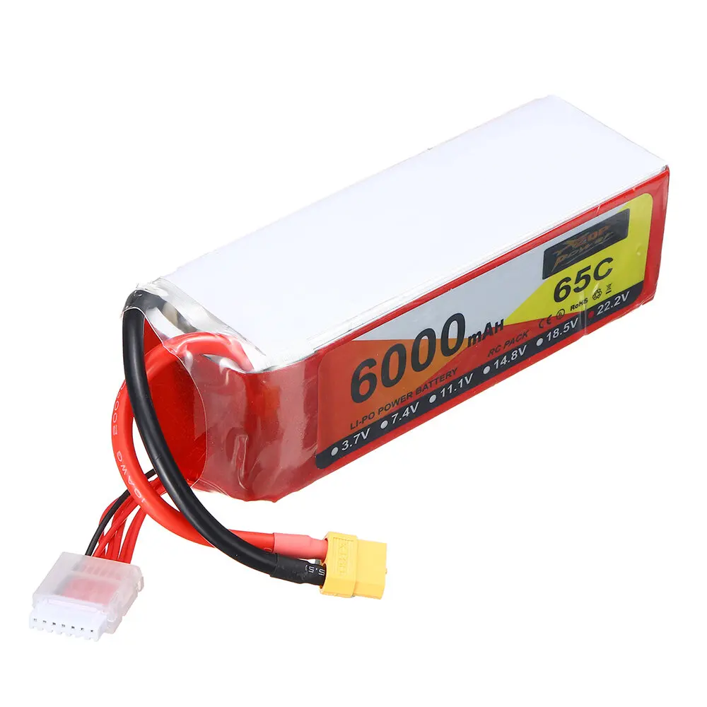 ZOP Power 22.2V 6000mAh 65C 6S LiPo Battery XT60 Plug for RC Drone