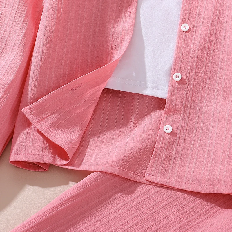 Mädchen Sets 4-16 Jahre Hemd Langarm Mantel + Lose Beiläufige Lange Hosen Für Mädchen Koreanischen Stil Anzüge sommer Mode Kleidung Sets – Detail 7