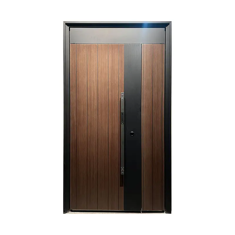 

Modern Fashionable Wood Grain Color Aluminum Alloy Manual Hinged Door Corrosion Resistant Entry Door High End Design Front Door