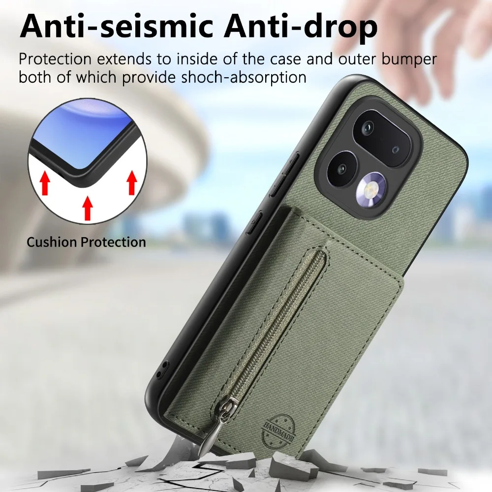 Etui na telefon Realme 14 15 16 Pro Plus 5G z klapką na karty, skórzane, z zamkiem błyskawicznym, ochrona RFID 360, bumper, coque, futerał na telefon Realme 12 13 14X 15 Realme14, tylna obudowa — zdjęcie produktu 4