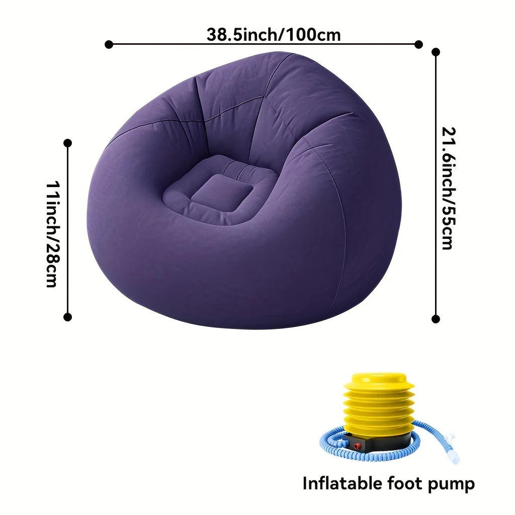 Set of 1 Inflatable Bean Bag Chair with Pump—Soft and Comfortable Lounge Chair; Perfect for Picnics, Camping, and Tatami-Style Use; Single-Person Leisure Chair for the Living Room, Office, Afternoon Naps, and Outdoor Camping
