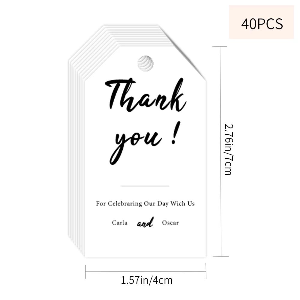 40 шт. открытки с благодарностью на заказ, персонализированные подарочные бирки, этикетки для вечеринок, идеально подходят для юбилеев, выпускников, свадеб
