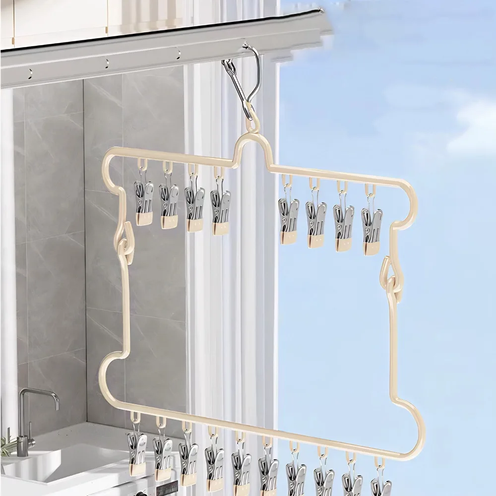 

Multifunctional Folding Stainless Steel Clothespin Portable Clothesline Peg Laundry Hanger Household Clothes Drying Laundry Room