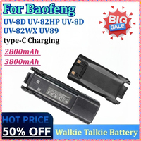 7.4V 2800mAh /3800mAh Walkie Talkie Battery for Baofeng UV-82 USB Type-C Charger BL-8 for Radio UV-82HP UV-8D UV-8D UV89 UV-82WX