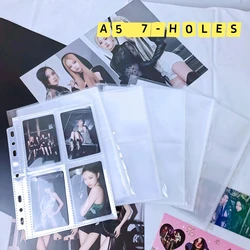 PLRBOK 10 Sheets A5 7-hole Clear Loose Leaf Photo Album Replacement Postcard Binder 3-inch 5-inch Card Storage Bag Scrapbook
