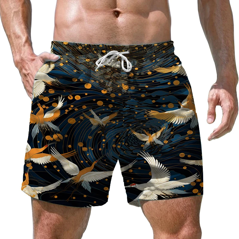 Personality Creative Bird 3D Printed Shorts Beach Swimming Shorts Loose Casual Shorts Summer Classic Men's Street Shorts