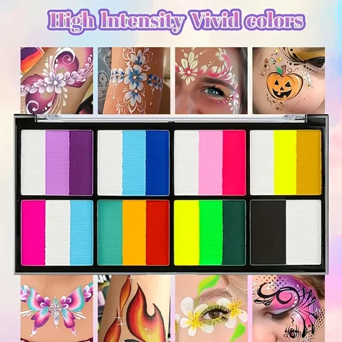 8 Colours Water-Soluble Rainbow Palette Children's Face Body Paint, Halloween Stage Makeup Body Paint Pigments Face Makeup
