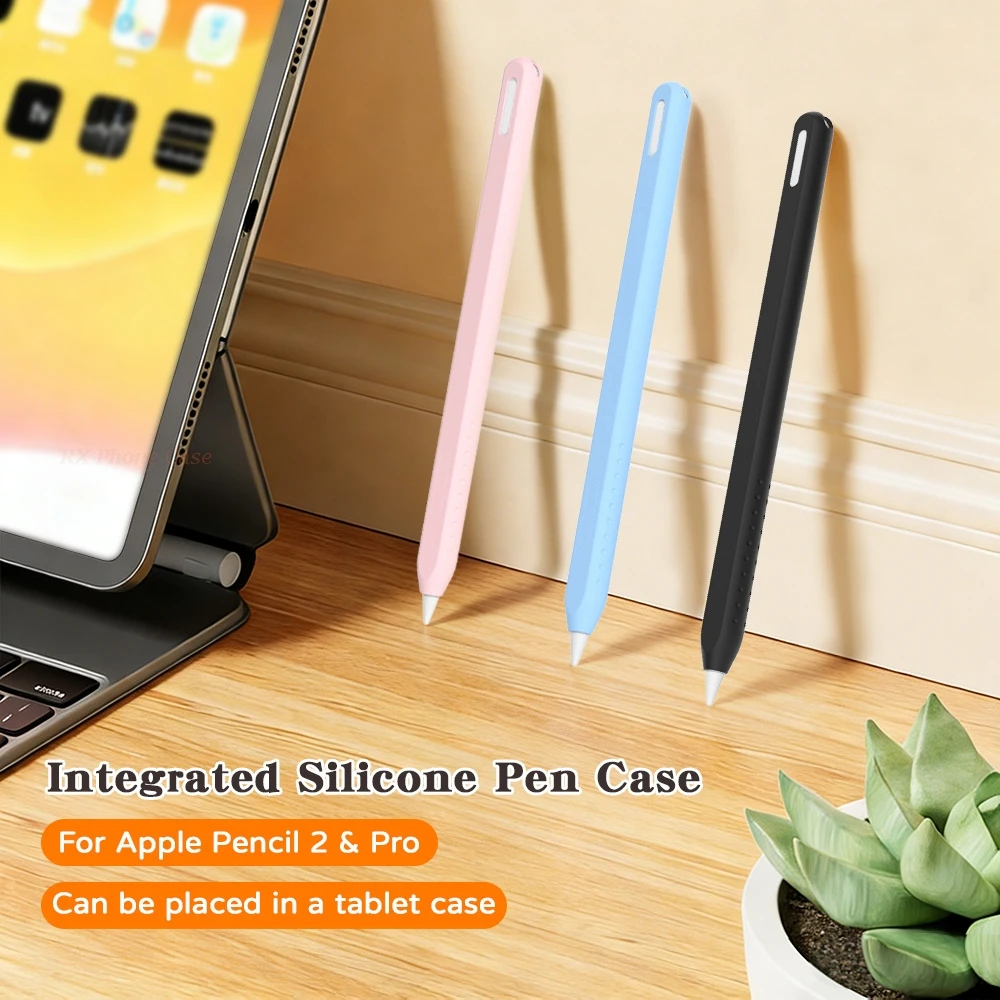 Silicone Protective Case Good quality For Apple Pencil 2 Pro Generation Anti-slip Tablet Stylus Case Solid Color Anti-drop Cover