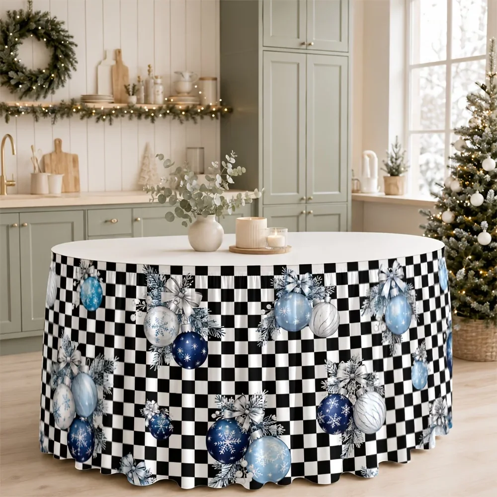 Table skirt / tableskirt: icy blue, silver white, festival, spherical, decoration, winter, Christmas, New Year, party