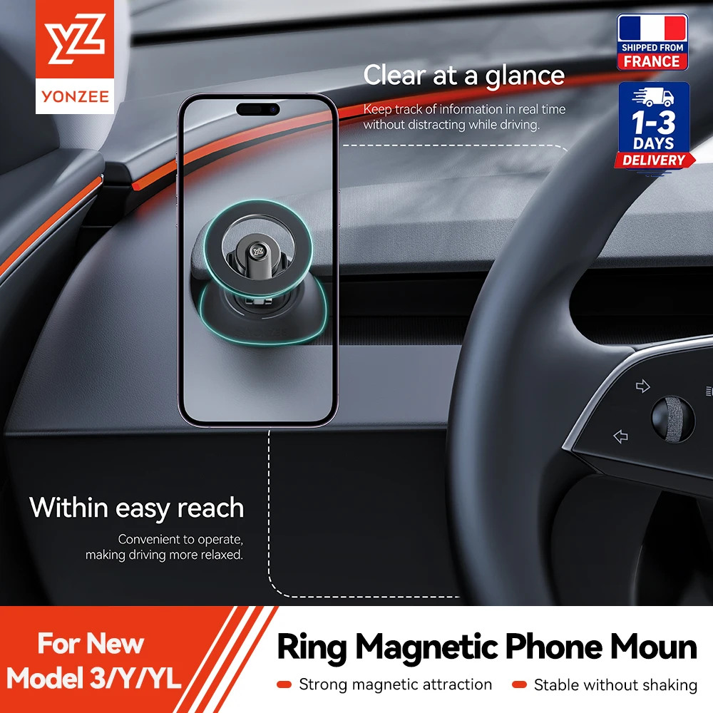 Support magnétique pour téléphone de voiture YZ pour Tesla Model 3 Y/YL Highland Juniper 2026, rotation à 360 degrés, support de voiture en métal pour tous les téléphones