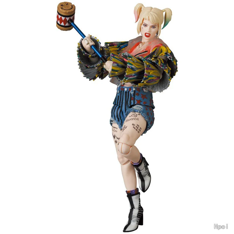 Medicom Toy Mafex 159 Harley Quinn Caution Tape Jacket Ver. DC 16Cm Anime Original Action Figure Model Toy Gift Collection